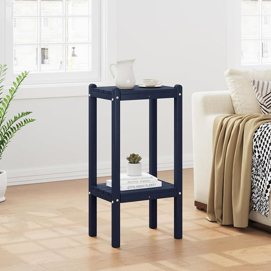 Costaelm Outdoor Side Table, 2-Tier Small Patio Coffee Tables for Outside, Outdoor End Tables for Patio, Adirondack Side Table for Outside, Outside Table for Pool, Porch, Garden, Navy Blue