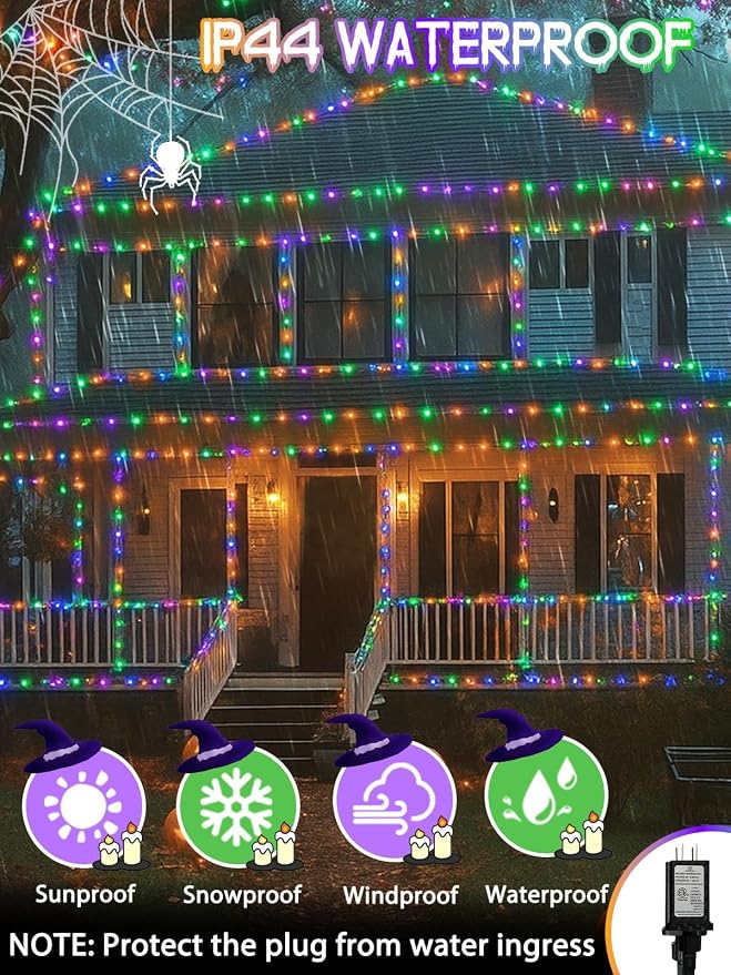 200 LED Smart Color Changing Fall String Lights APP & Remote for Halloween | 66 FT Halloween Twinkle Lights IP44 Waterproof, Timer, Music Sync, Multiple Colors & Modes, Outdoor Christmas Fall Decoration