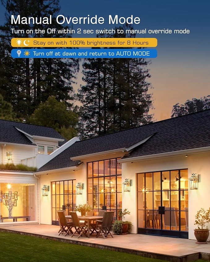 VIANIS Outdoor Wall Lights Lantern, 2 Pack Gold Motion Sensor Proch Light, Dusk to Dawn Weather Resistant Exterior Lights for House Sconce, Waterproof Garage Lights with Clear Glass Shade