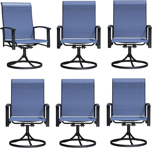Outdoor Swivel Rocker Dining Chair Set of 6, All Weather Patio Dining Chair with Textilene High Back and Metal Frame, Backyard, Lawn Garden and Deck Porch Patio Furniture Set