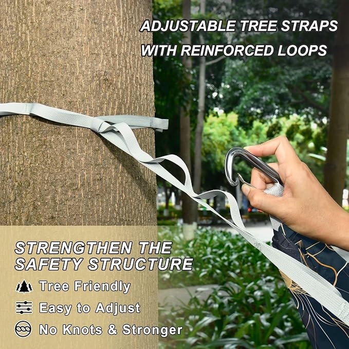 Camping Hammock Outdoor Hammocks for Outside Golden Flower Line Art Beach Trees Portable Lightweight with Pockets Tree Straps Indoor Small