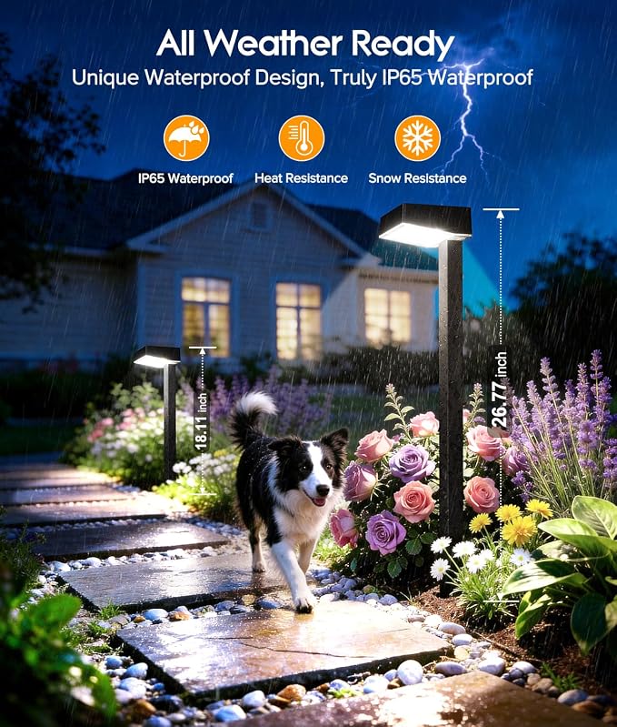 ELECLINK Solar Pathway Lights Outdoor, 12 Pack Garden Lights Solar Powered Path Light with Larger LED Lens, 2 Light Modes Waterproof Outdoor Solar Light for Yard Driveway Walkway Landscape, Cool White