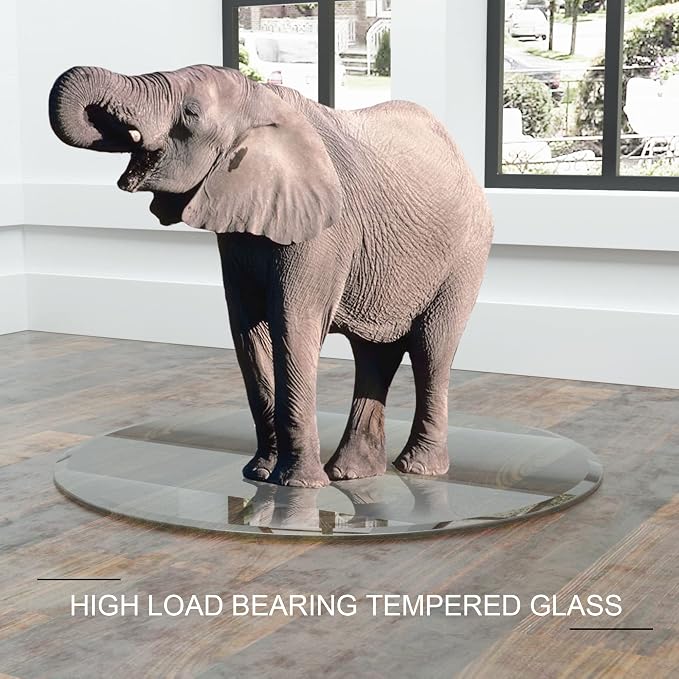 Meihua Glass Table Top, 30 Inch Round 1/4" Thick Round Polished Edge, Tempered Glass Table Outdoor for 360 Degree Rotatable.