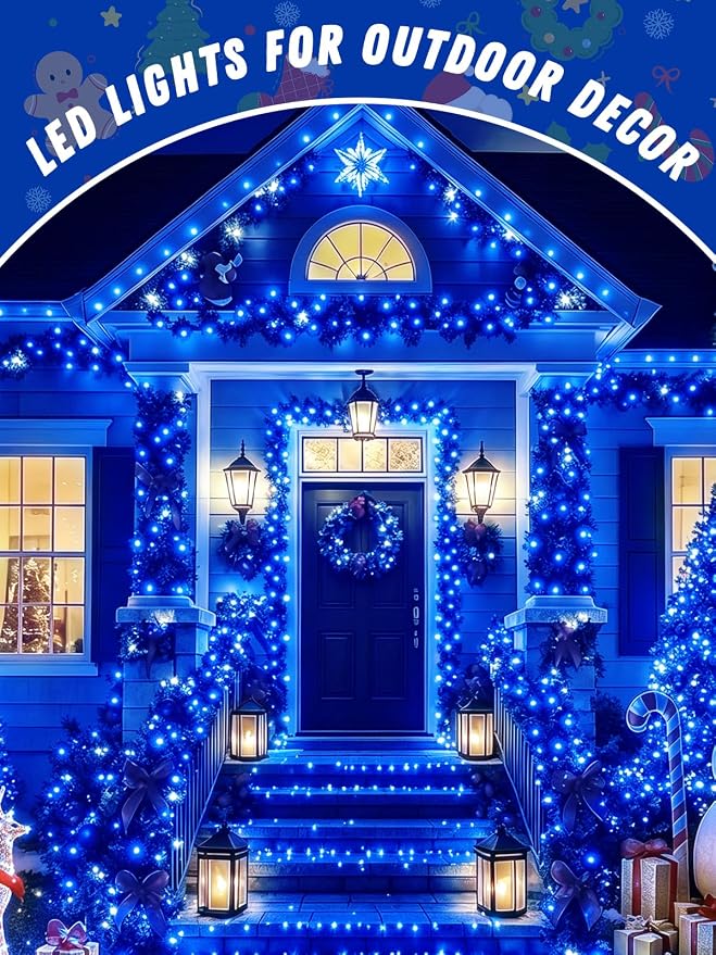 2 Pack 100 LED Fairy Lights Battery Operated with Remote Timer, 33 FT Blue | Cuttable, 8 Modes, Memory, Dimmable, IP44 Waterproof Battery String Lights for Indoor Outdoor, Wedding, Christmas Decorations