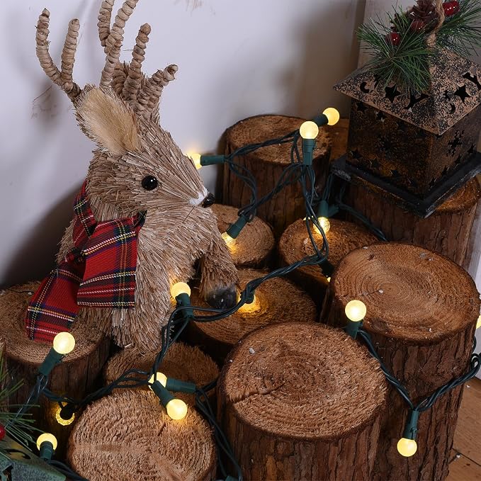 Globe String Lights, 300 LED Mix-Ball Fairy Lights Plug in UL Listed 100FT Christmas Tree Lights Christmas Outdoor Indoor Fairy Lights for Bedroom Tree Patio Party Garden Wedding, Warm White