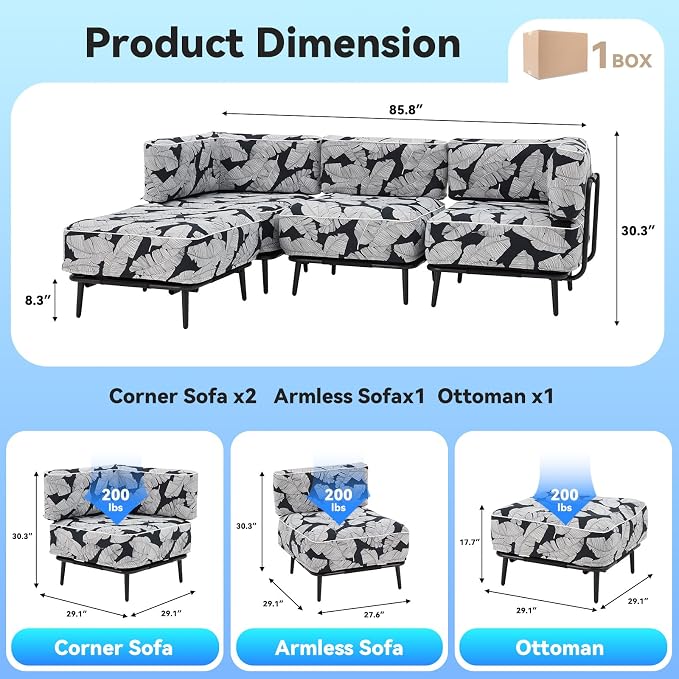 MELLCOM Inflatable 4 Pieces Sofa Set, All-Weather Waterproof Pool Furniture Set for Patio Beach Yard Poolside