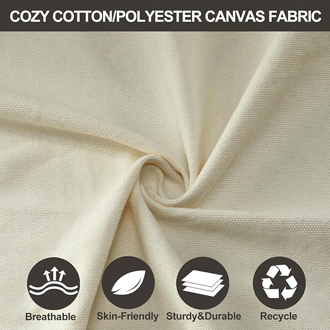 JoyView Brazilian Double Hammock with Hanging Ropes Extra Large 86.6x59” Portable Cotton Hammock for Patio Backyard Porch 450LBS Weight Capacity Perfect for Outdoor/Indoor - Natural White