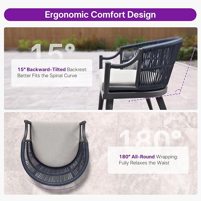 PURPLE LEAF 14 Pieces Outdoor Dining Set All Weather Wicker Patio Dining Set with Rectangular Aluminum Table and Modern Armrest Dining Chairs for Garden Deck Backyard Kitchen, Grey