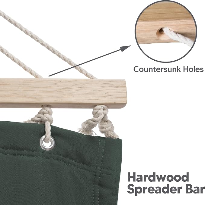 SUNCREAT Hammocks Extra Large Double Hammock with 12 ft Stand, 475lbs Capacity, Outdoor Portable Hammock with Hardwood Spreader Bar, Extra Large Pillow, Gray Green