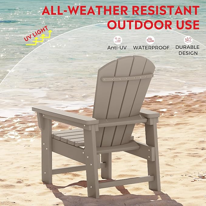 Costaelm Paradise Kids 5-Piece HDPE Outdoor Square Patio Dining Table and Chairs Set, Weathered Wood