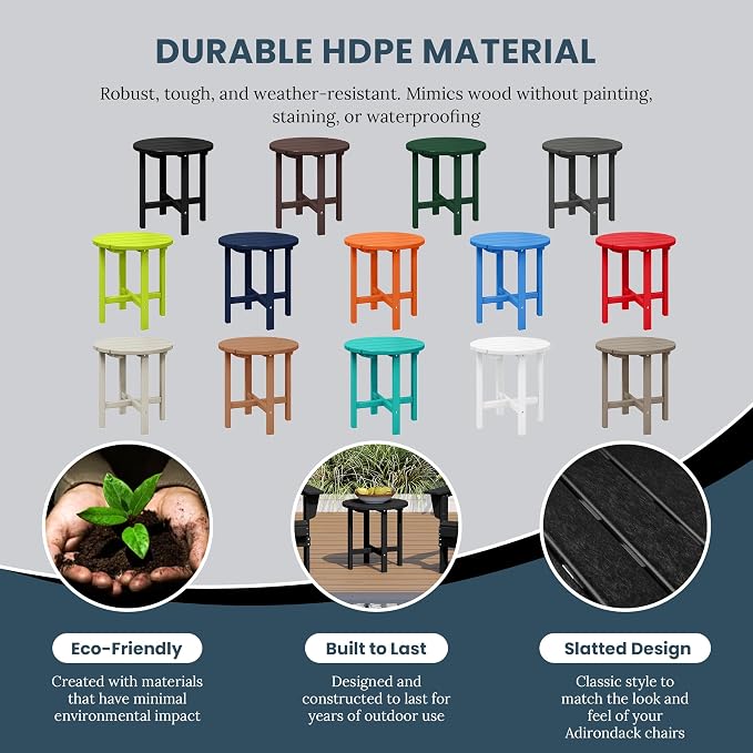 HDPE Altura Round 18" Side Table, Black