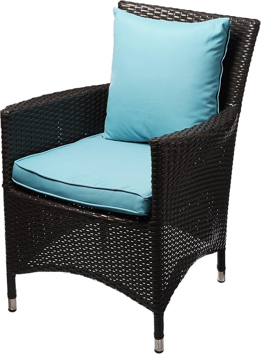 Modway Convene Wicker Rattan Outdoor Patio Dining Armchair with Cushion in Espresso Turquoise