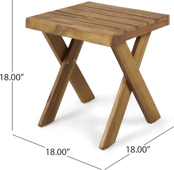Christopher Knight Home Irene Outdoor Acacia Wood Side Table, Sandblast Teak Finish