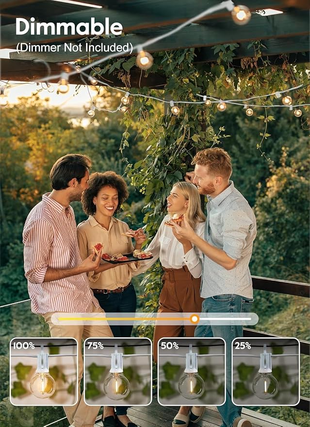 Brightown 30 FT Outdoor String Lights - Commercial Globe Patio Lights with 30 G40 LED Shatterproof Bulbs, Waterproof Connectable Hanging Light for Backyard Bistro Porch Cafe Deck
