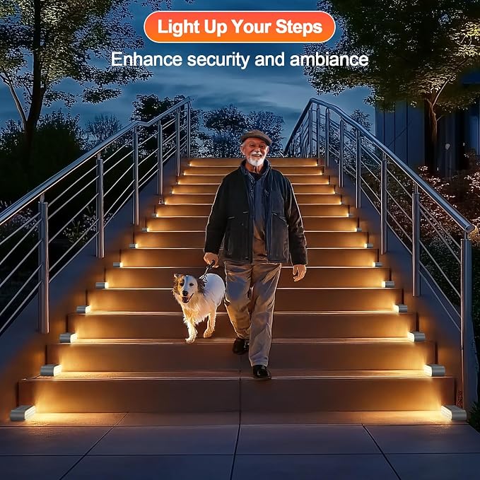 Solar Stair Lights 12 Pack, Solar Step Lights Outdoor Waterproof IP67, LED Solar Powered Lighting for Steps, Stairs, Deck, Dock, Patio, Walkway, Front Porch Decor