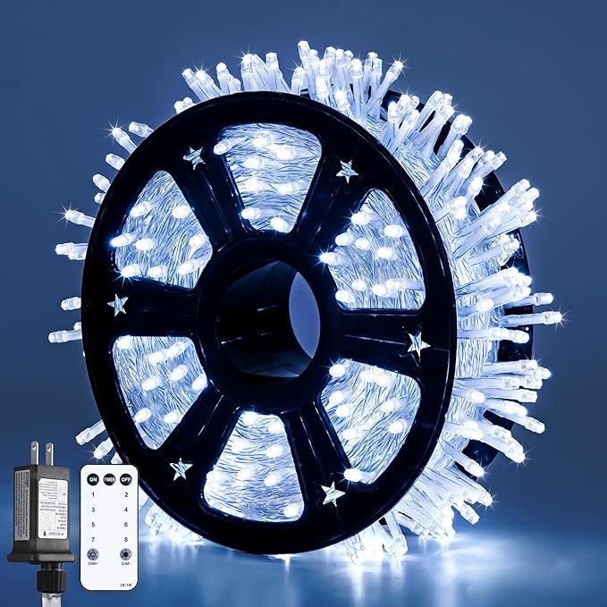 JMEXSUSS 800 LED White String Lights Indoor Outdoor, Wedding Lights Plug in | Christmas Tree Lights with Remote, Decorative Lights for Room Classroom Yards Patio Decor, Timer