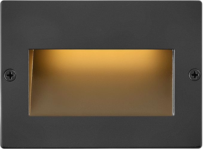 Hinkley Taper 12V Integrated LED Horizontal Step Light, Satin Black Finish | Recess Mount, Deck Light, Low Voltage, Landscape, Etched Glass, ADA, Outdoor, Aluminum, Wiring Kit Included, Easy Install
