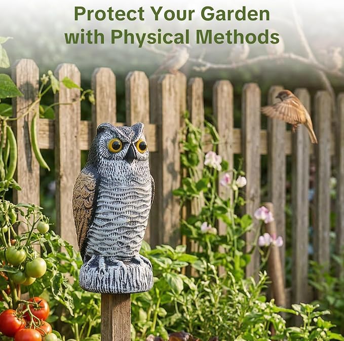 OFFO Fake Owl, Owl Statue for Garden and Yard Decoration, Weatherproof Plastic Outdoor Owl Decor for Porch Pool Patio Yard, 10-Inch Height, Round Ear Owl