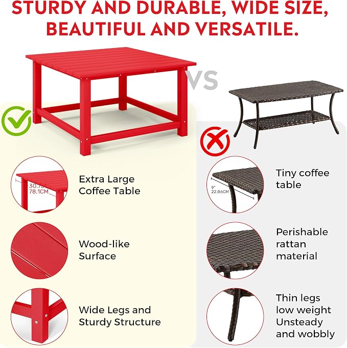 Costaelm Outdoor Kids Table, Toddler Dinner Table Baby Desk Outdoor Childrens Party Tables for Arts & Crafts, Snack Time, Multi-Activity Desk for Ages 2-8 in Classroom/Outside, Red