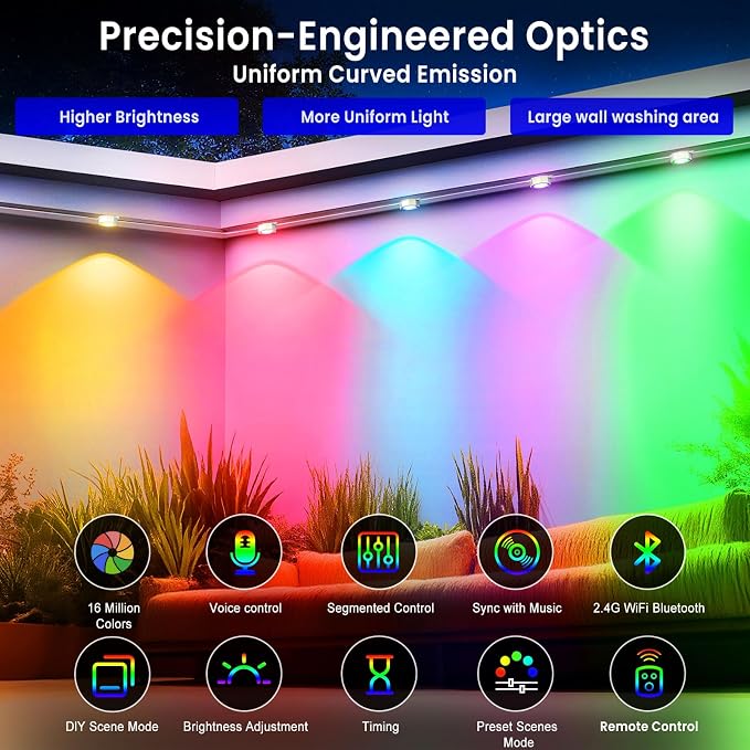 Smart Permanent Outdoor Lights for House, 200ft with 96 RGB+IC Outdoor Permanent Lights, P67 Waterproof with DIY Scene for Halloween Christmas Decor, Remote Control, Work with Alexa, Google Assistant