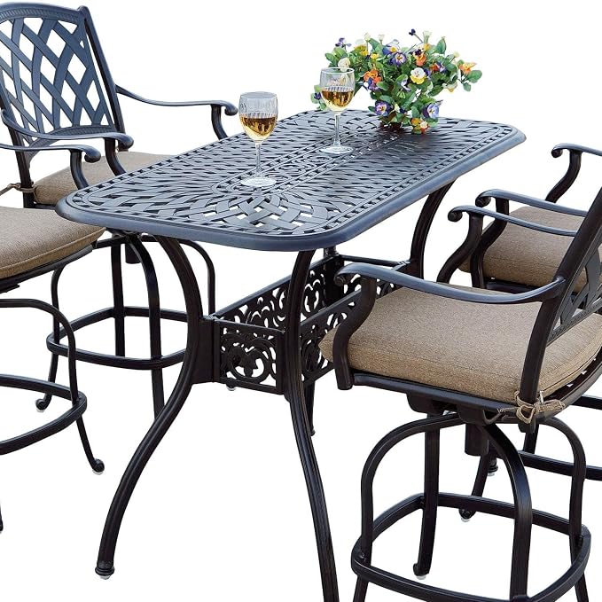 Darlee Series 60 52 X 26 Inch Cast Aluminum Counter Height Patio Serving Table - Antique Bronze
