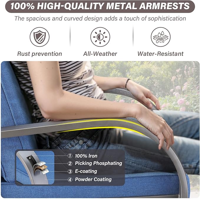 Belord 4 Pieces Patio Furniture Sets - Swivel Rocker Outdoor Chairs with Ottomans, All Weather Wicker Swivel Furniture Glider Seating Set for Porch Deck Sunroom Backyard
