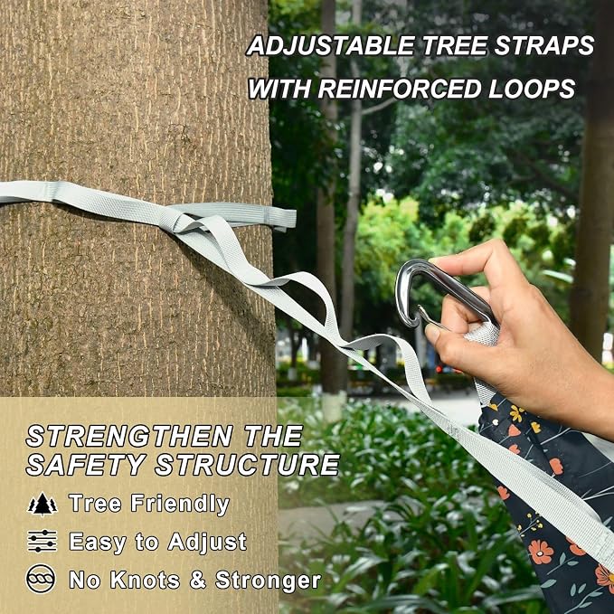 Camping Hammock Outdoor Hammocks for Outside Flowers Field Dark Beach Trees Portable Lightweight with Pockets Tree Straps Indoor
