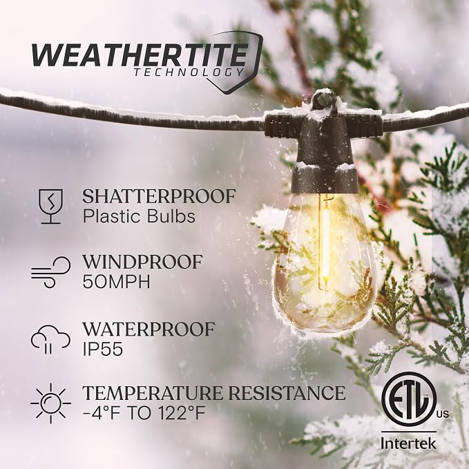 Brightech Ambience Pro Solar String Lights & Remote, Commercial Grade 27 ft