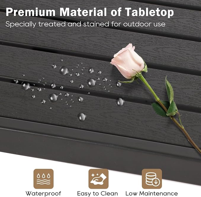 Outdoor Bar Table, Patio Counter Height Bar Table, WPC Waterproof Bar Tables for Patio, Garden, Yard, Balcony, Poolside (55")