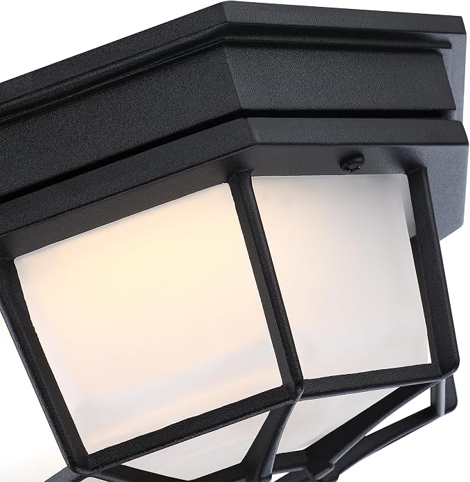 8.5 inch Black LED Ceiling Lights Set Of 2, Octagonal Black LED Outdoor Light 2700K 3000K 3500K 4000K 5000K Mid-Century Modern Ceiling Lights for Front Door,Aluminum Alloy,Glass,14W,120V,750lm-1000Lm