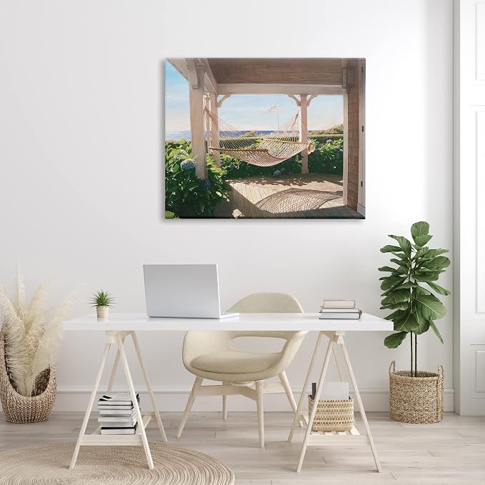 Stupell Industries 'Tranquil Hammock Warm Sunlit Porch Rural'| Canvas Art | Stupell Industries | 48 x 36 Inches, Easy to Hang and Sturdy, Made in USA, by Tom Mielko