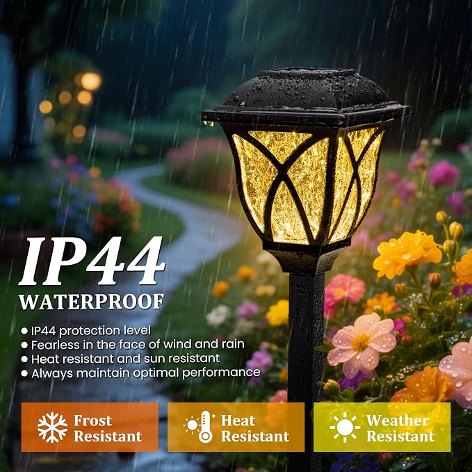 GIGALUMI 8 Pack Solar Lights Outdoor Waterproof, LED Solar Garden Lights | Outdoor Decorations, Garden Decor for Yard, Patio, Landscape, Planter, Walkway (Warm White)