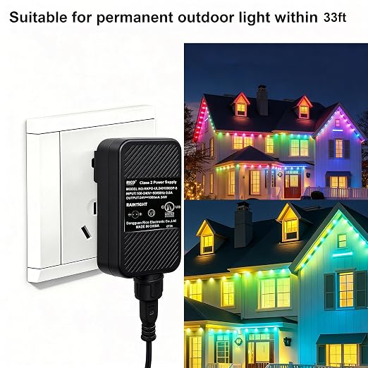 24V Power Supply for Low Voltage Landscape, 24V 1A 24W Outdoor Power Adapter,Permanent Outdoor LED Transformer Replacement-Black