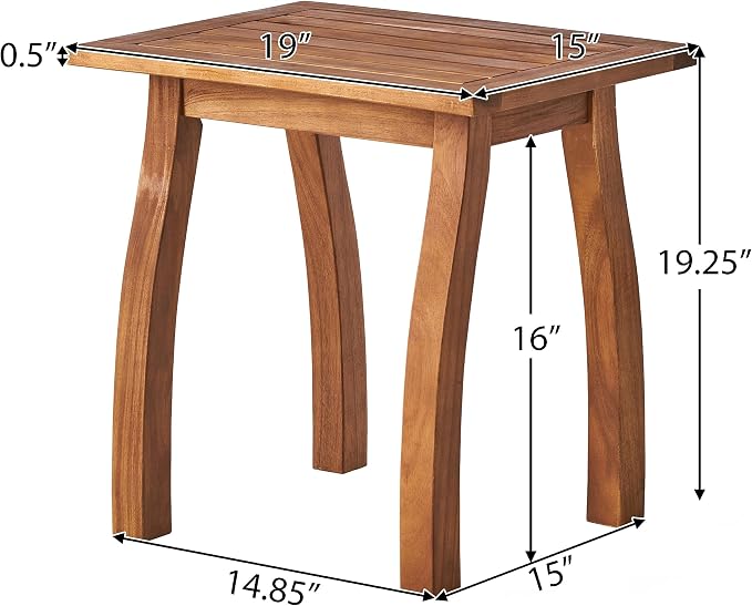 Christopher Knight Home Alabelle Outdoor Acacia Wood 2 Seater Rocking Chair Bistro Set with Side Table, 24.75 "W x 38.25 "D x 37.25 "H, Brown + Teak + Cream