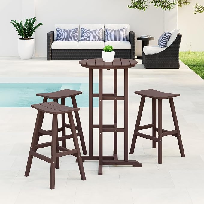 Costaelm Outdoor Bar Table, 42" Counter Height Round Patio Cocktail Bar Table, Patio Bar Table Bistro Dining Table Pub Table for Front Porch Deck, Backyard, Garden, Dark Brown