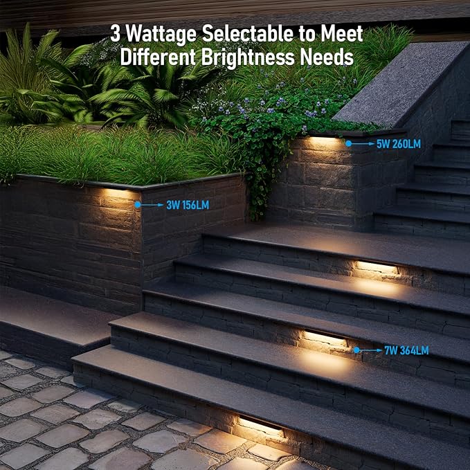 LEONLITE 4-Pack 12 Inch LED Hardscape Lighting, 3W/5W/7W, 2700K Soft White | Update Dimmable Retaining Wall Lights, Low Voltage Landscape Lighting, 12-24V AC/DC Paver Light, Outdoor Step Lights, ETL