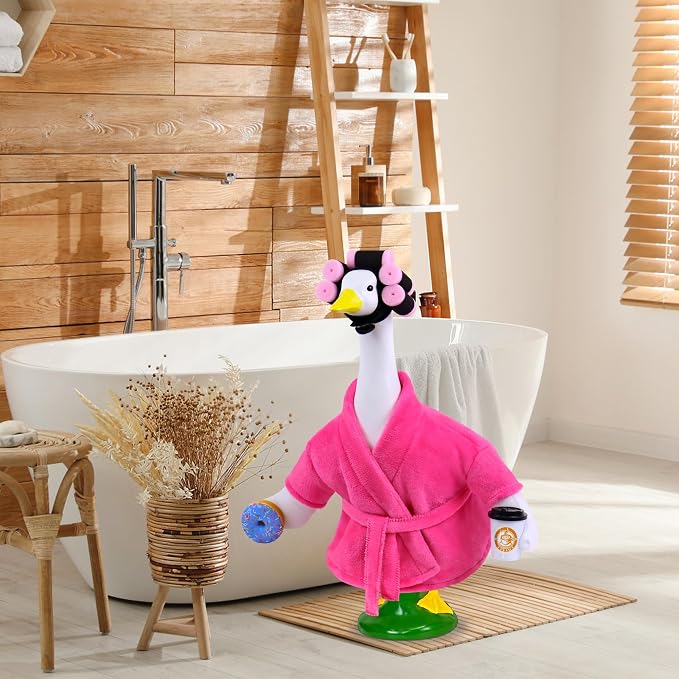 Lady Porch Goose Outfit Bathrobe Goose Outfit for 17/23" Outdoor Statue | Funny Porch Goose Outfits, Bathrobe Lawn Goose Outfit, Spring Summer Goose Outfit for 17/23" Lawn Geese for Garden Decoration