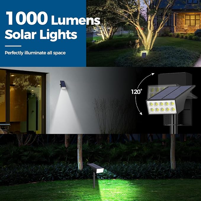 Solar Lights Outdoor Waterproof IP65, Landscape Lights, 6 Pack, Cool White | WENATY Spot Lights Outdoor, 4 Brightness Modes, Dusk to Dawn Solar Spotlights for Yard Garden Pathway Porch Tree House Decor