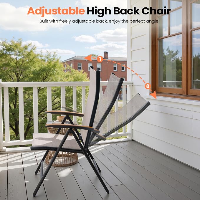 Pellebant 11 Pieces Aluminum Patio Table and Chairs Set - 94" Rectangular Table and Foldable Chair Outdoor Dining Set with Umbrella Hole, Weather Resistant Sturdy Frame for Deck, Porch & Backyard