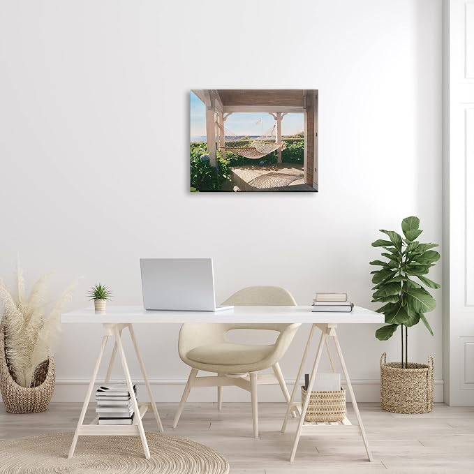 Stupell Industries 'Tranquil Hammock Warm Sunlit Porch Rural'| Canvas Art | Stupell Industries | 30 x 24 Inches, Easy to Hang and Sturdy, Made in USA, by Tom Mielko