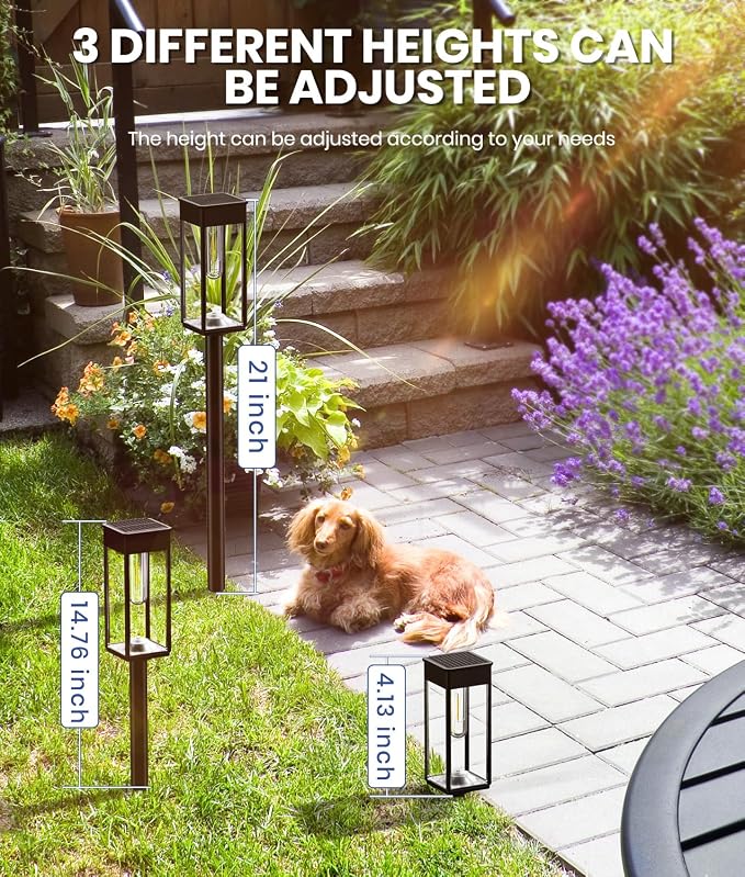 NEWMESSI 8 Pack Bright Solar Pathway Lights Outdoor,IP65 Waterproof Auto On/Off Solar Garden Light Path Lights Solar Powered for Outside Yard Path Lawn Walkway Driveway Landscape Lighting Patio Decor