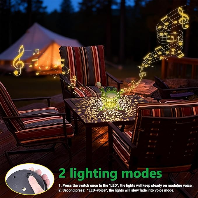 Solar Lantern Outdoor Lights, Cute Metal Solar Frog Lamp with Sound, Waterproof 2 Mode Hanging Solar Frog Lights for Yard Garden Patio Tree Pathway Lawn Outdoor Decorations