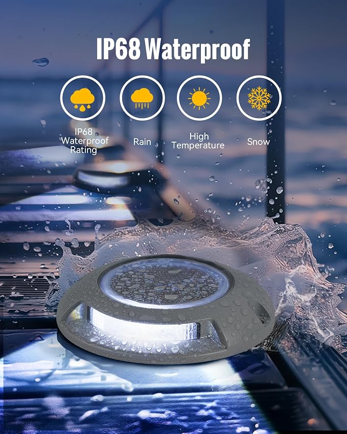 Solar Driveway Lights Outdoor Waterproof, 2 Color Modes Deck Lights | Outdoor Solar Deck Dock Warning Step Lights for Driveway Marker Sidewalk Garden Pathway Yard (12 Pack)