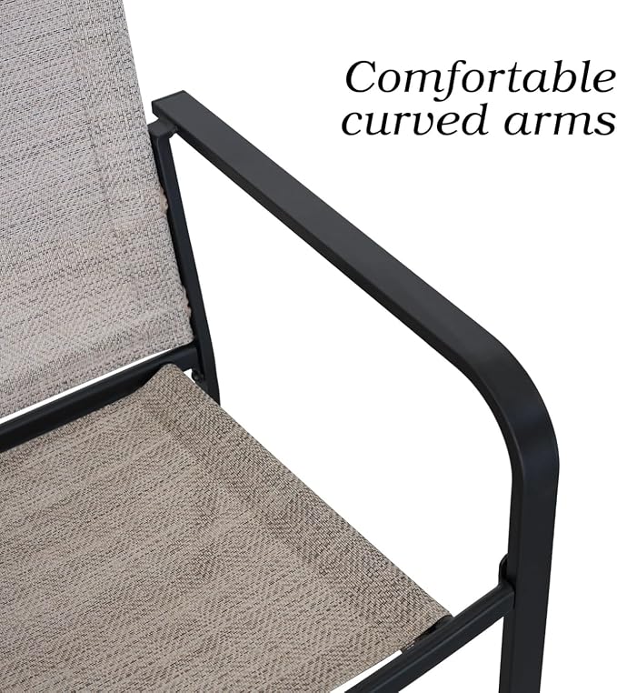 Outdoor Patio Set, 40" Round Glass Dining Table and 4pcs Stackable Chairs, All-Weather Patio Furniture Set with 1.7" Umbrella Hole for Garden Backyard Lawn Poolside