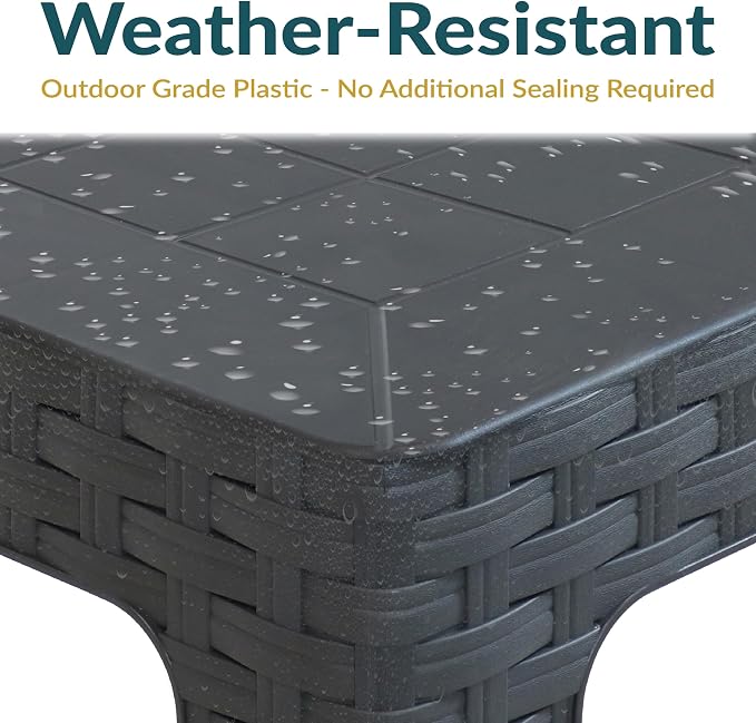 Sunnydaze Adirondack Small Outdoor Side Table for Balcony Essentials - Plastic Square End Table for Outside Patio - Gray - Set of 4