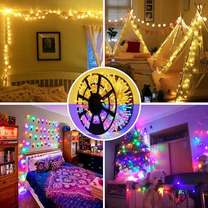 JMEXSUSS 500 LED Color Changing Christmas Lights | 163FT Warm White & Multicolor String With Remote, Plug-in for Tree House Indoor Outdoor Xmas Decor