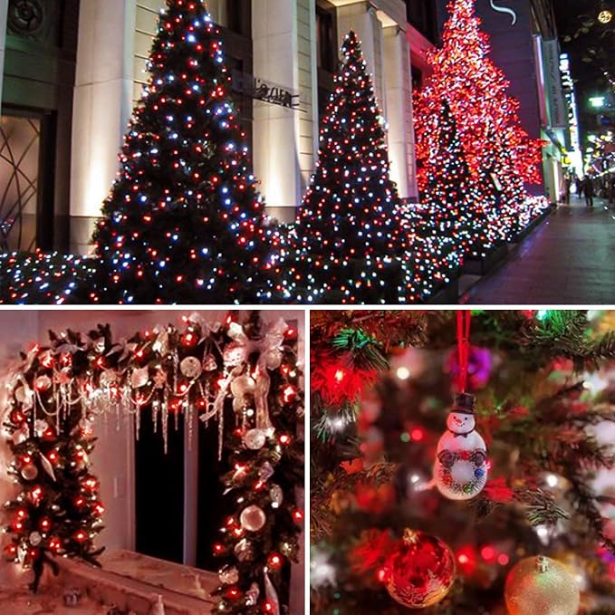 200 LED Connectable String Lights, 66FT Christmas Lights Outdoor Indoor | Red & White, 13 Modes, Timer, Clear Wire Waterproof Twinkle Fairy Lights Plug in for Bedroom Classroom Patio Xmas Tree Decor