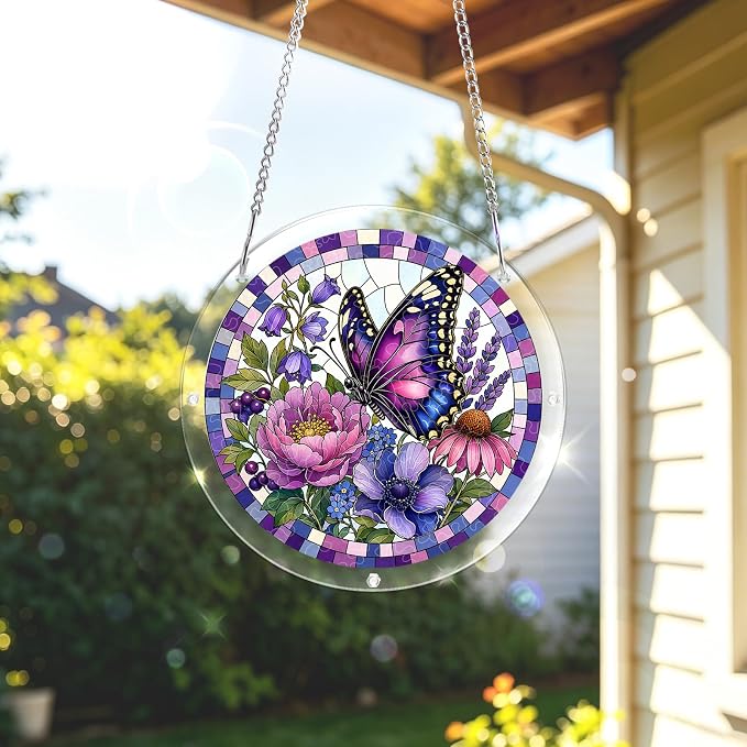 Acrylic Puzzle Suncatcher, Sun Catchers Puzzle for Window Hanging | 8.9 Inch Purple Butterfly DIY Suncatcher Puzzle for Adults, Ideal Gifts for Women, Men, Wife, Mom, Home & Garden Decor