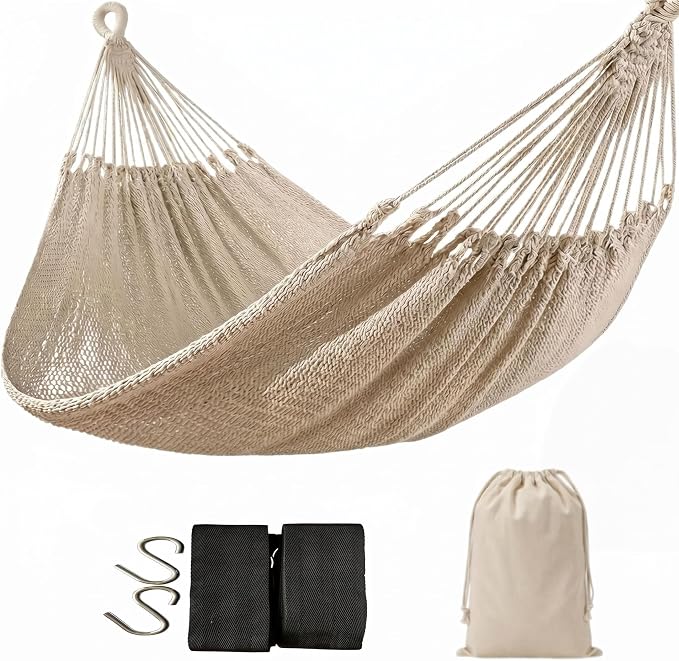 Hammocks for Outside,Bohemian 2hammock,Rope Hammock,Suitable,Yard, Beach, Backyard,Garden (Off-White, X-Large)