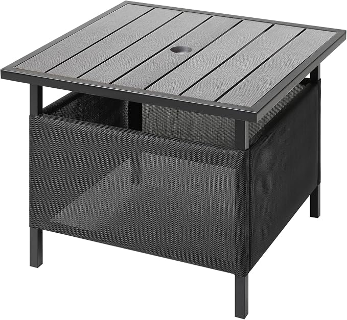 LZRS Adirondack Outdoor End Table with Umbrella Hole, Pool Composite Patio Table,HDPE End Tables for Backyard,Pool, Indoor Companion, Easy Maintenance & Weather Resistant(Light Grey)